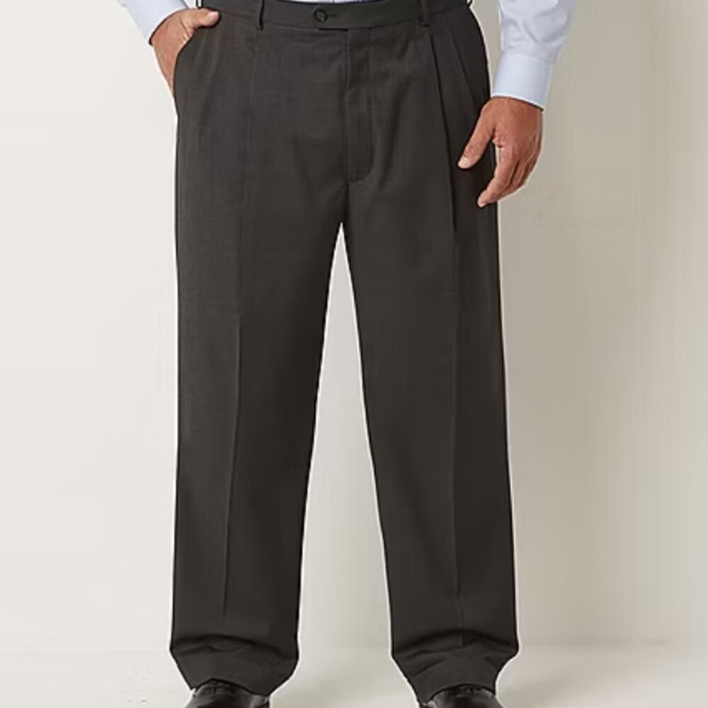 Men's Dress Pants Black Classic Fit, Pleated, Cuffed, Stafford Sz 42-32 NWT